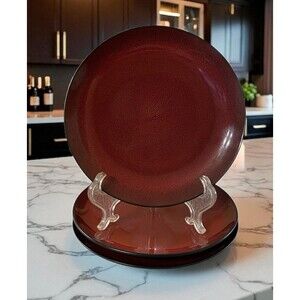 Gibson Designs Soho Lounge Round Burgundy Salad Plate 7 7/8” Set Of 3